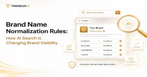 Brand name normalization rules showing how AI search standardizes brand names to improve brand visibility, recognition, and rankings