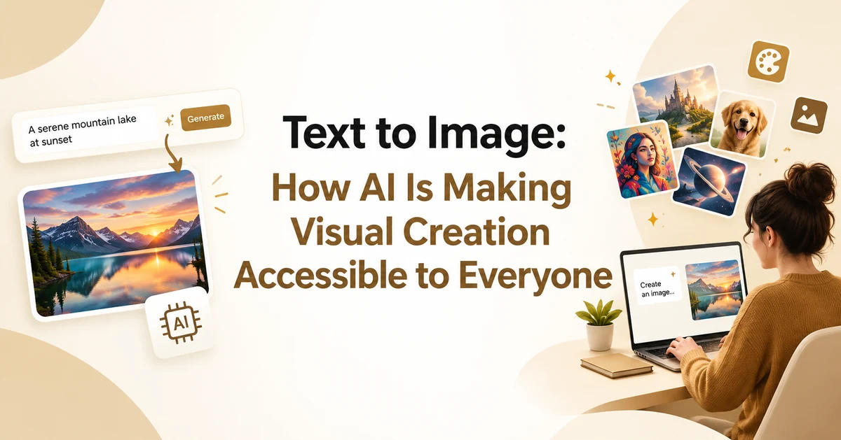 text-to-image-how-ai-visual-creation-1200×629 Text to Image AI visual creation illustration showing how AI makes image generation accessible to everyone