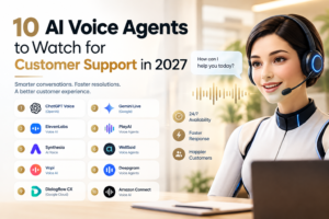 10 AI voice agents for customer support in 2027, featuring AI-powered conversational tools and virtual customer service assistants.