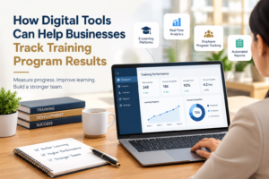 Digital tools help businesses track employee training program results using analytics dashboards