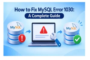 How to fix MySQL Error 1030 with database troubleshooting steps and solutions.