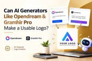 AI generators Opendream and Gramhir Pro creating a usable logo design
